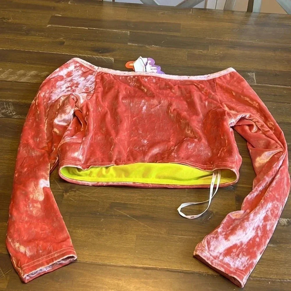 Yitty Plusshy Shaping Top Pink Velour Velvet Crop Top Long Sleeve 1X Barbie - Picture 10 of 10